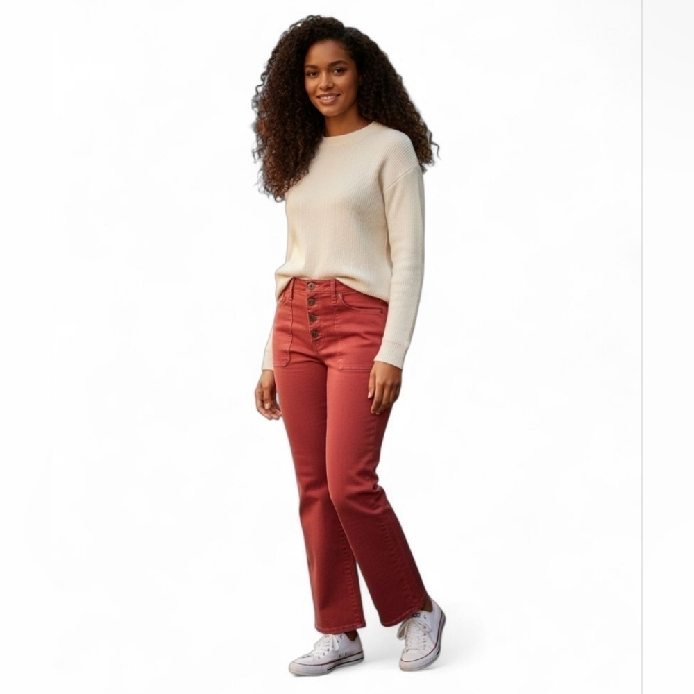 Daily Thread High Rise Cropped Ankle Flare Jeans in Jolie Clay Wash Size 16 NWT